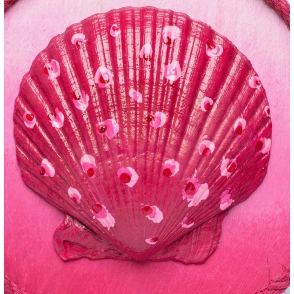 Hand painted  Pink Leopard, coastal, pink art: Large  Mounted Beach.